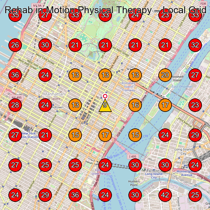 Rehab in Motion Physical Therapy GeoGrid visibility map for Physical Therapist in New York